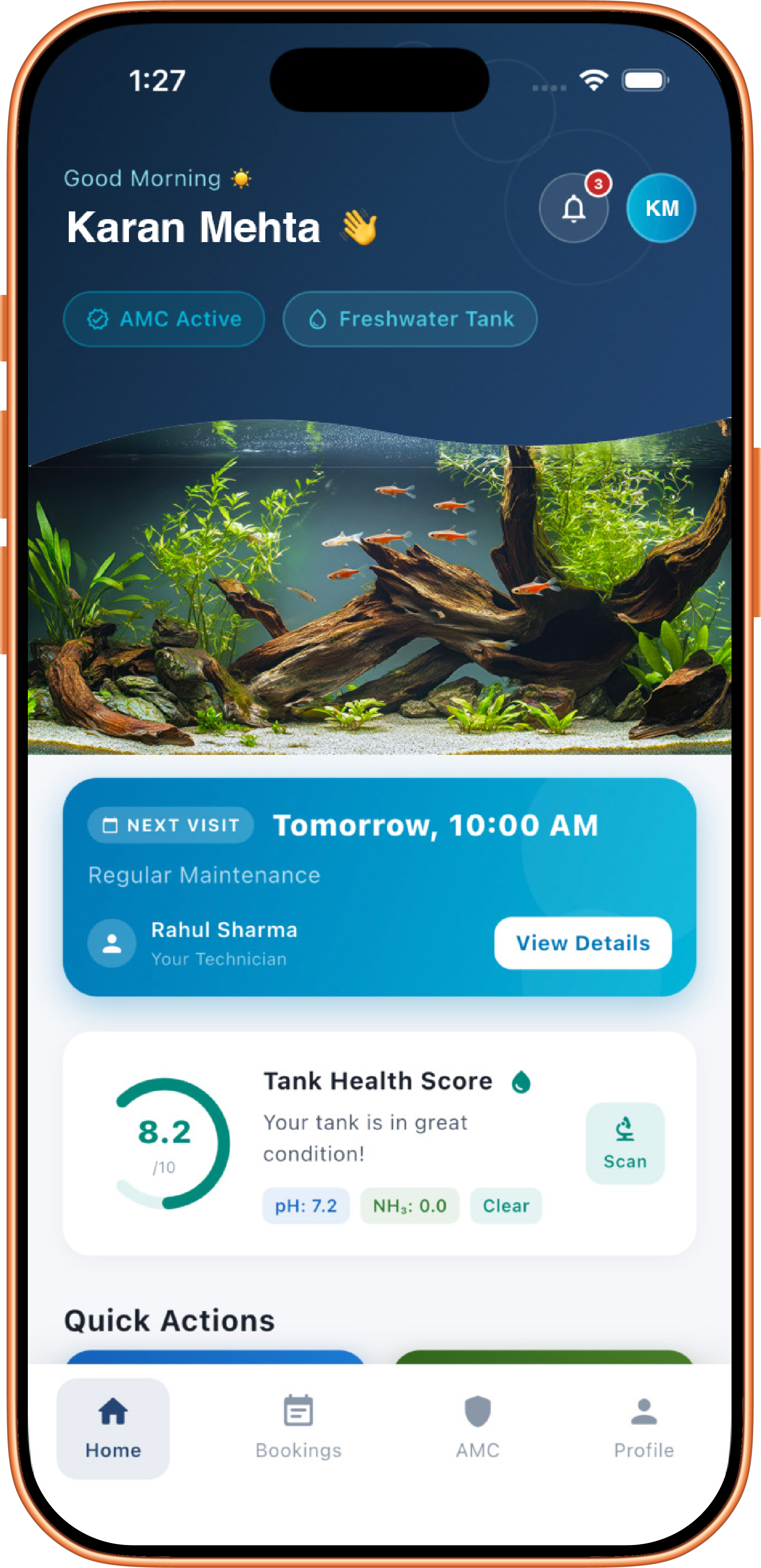 Aquozy app — Home